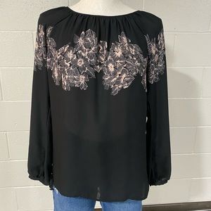 Small black with pink floral detail blouse